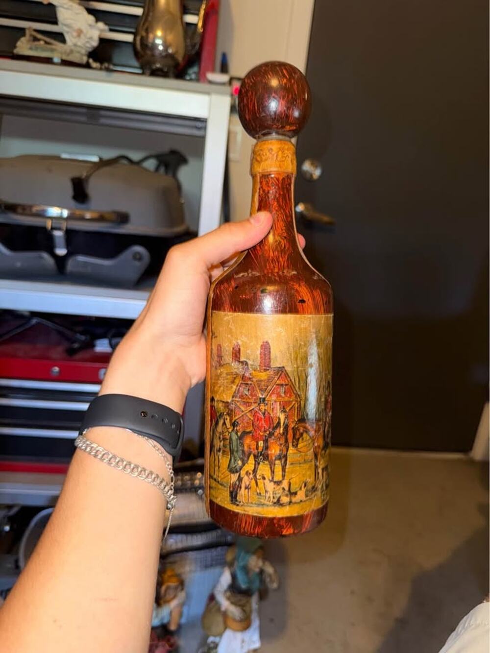 Italian Decanter From The 1970’s Vintage Barware Leather Wrapped Bottle Man Cave